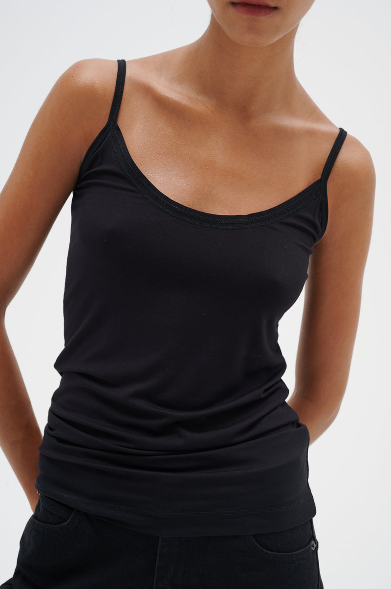InWear Finesse Black Fitted Basic Cami Top