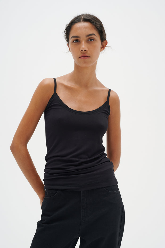 InWear Finesse Black Fitted Basic Cami Top