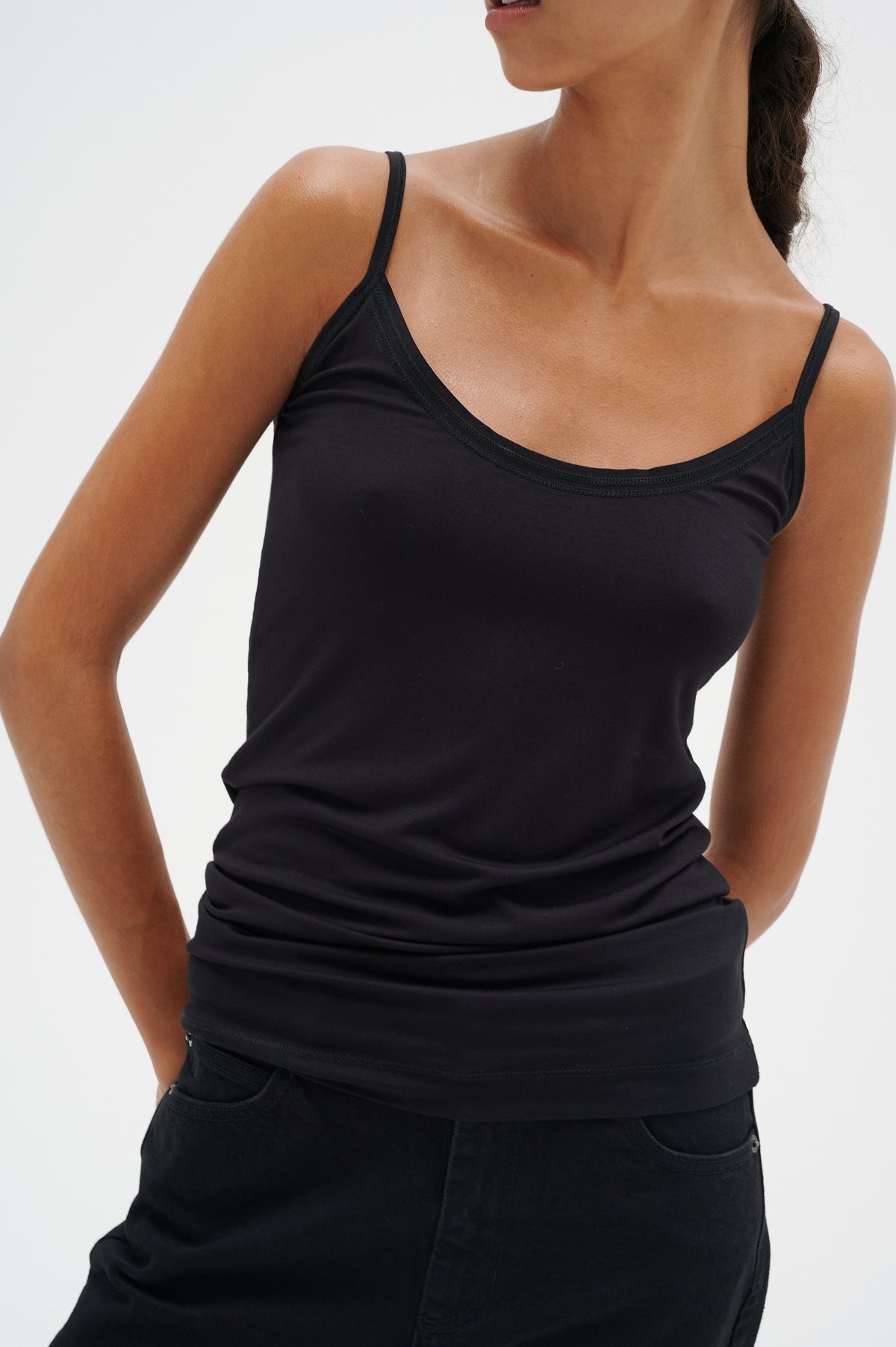 InWear Finesse Black Fitted Basic Cami Top
