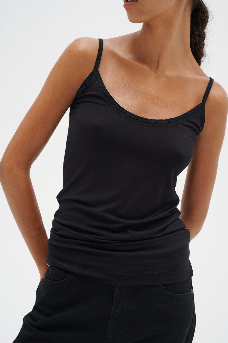 InWear Finesse Black Fitted Basic Cami Top