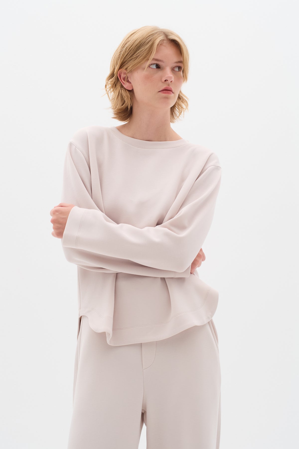 InWear Gincent Haze Cream Modal Supersoft Dipped Hem Sweatshirt