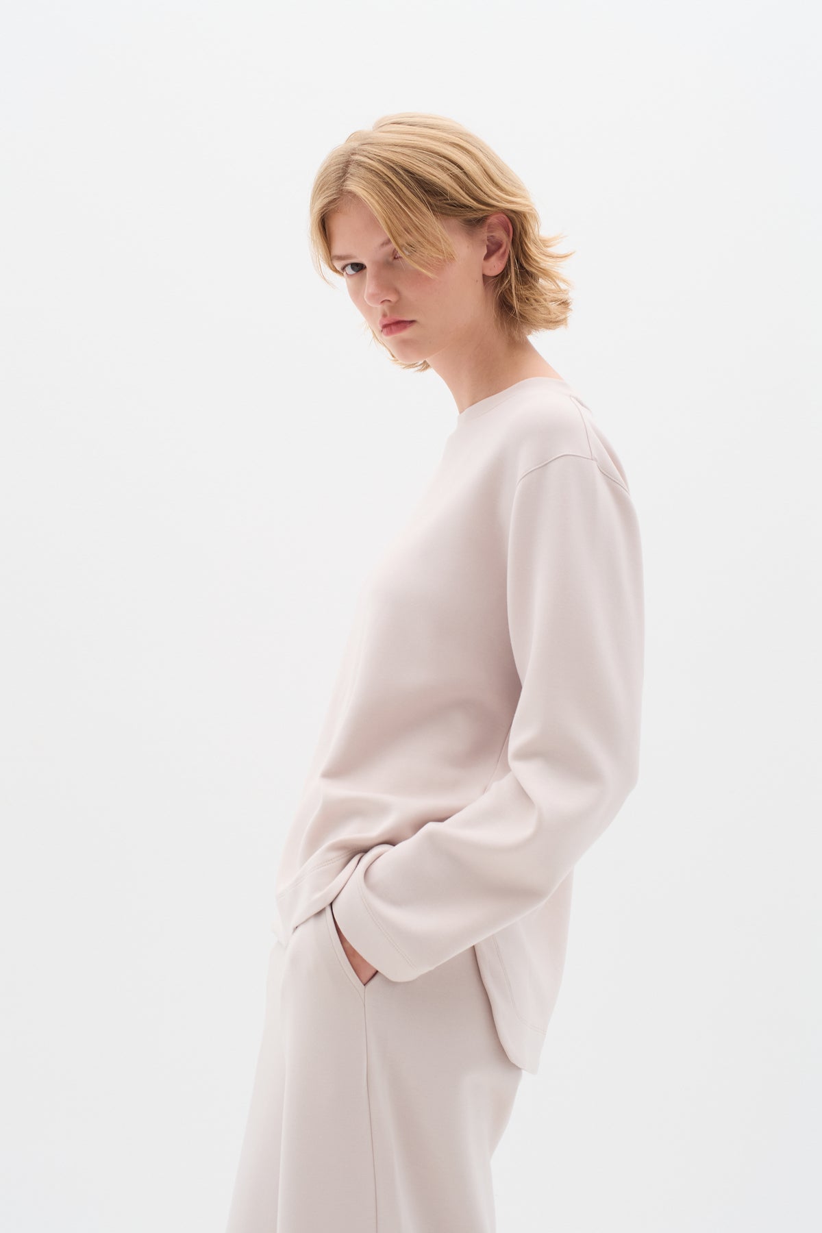 InWear Gincent Haze Cream Modal Supersoft Dipped Hem Sweatshirt