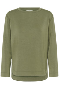 InWear Gincent Dusty Olive Modal Supersoft Dipped Hem Sweatshirt