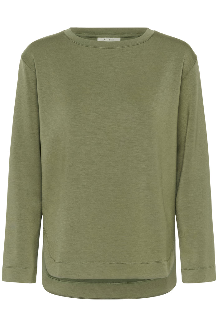 InWear Gincent Dusty Olive Modal Supersoft Dipped Hem Sweatshirt