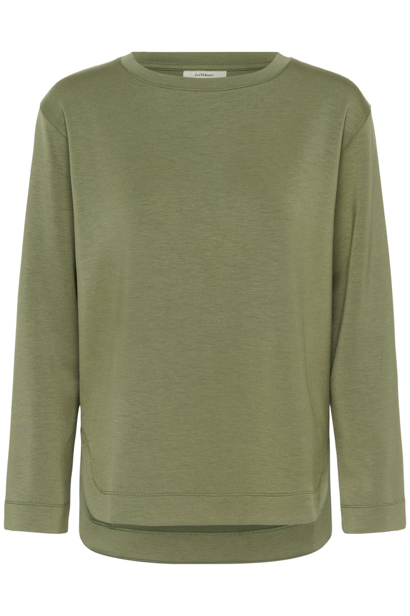 InWear Gincent Dusty Olive Modal Supersoft Dipped Hem Sweatshirt