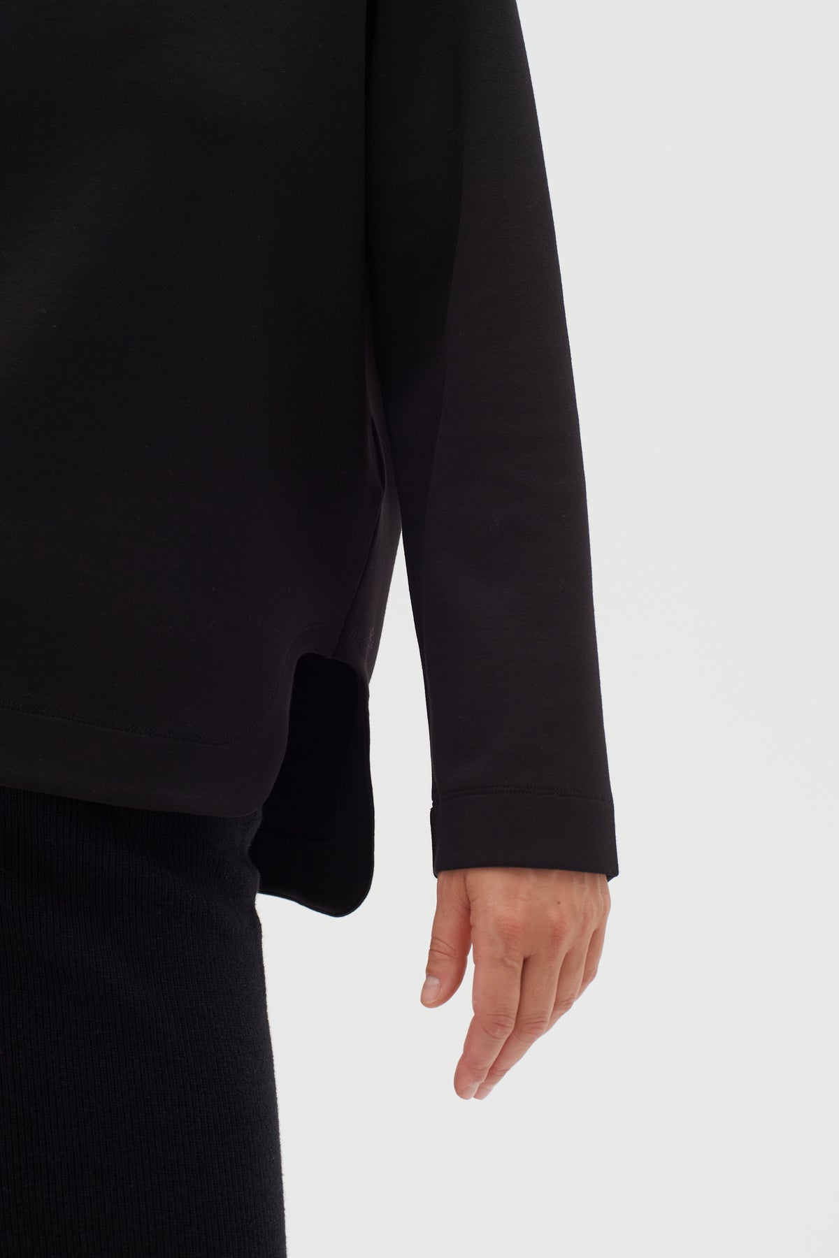 InWear Gincent Black Modal Supersoft Dipped Hem Sweatshirt