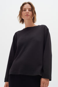 InWear Gincent Black Modal Supersoft Dipped Hem Sweatshirt