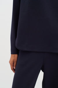 BACK IN STOCK - InWear Gincent Marine Blue Modal Supersoft Dipped Hem Sweatshirt