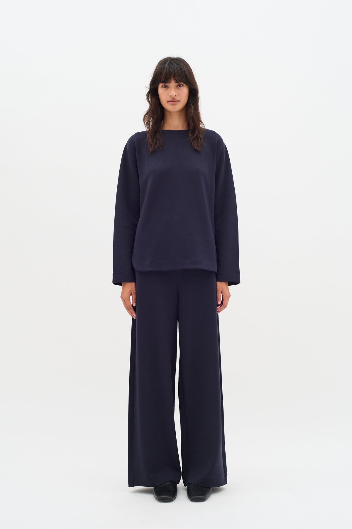 BACK IN STOCK - InWear Gincent Marine Blue Modal Supersoft Dipped Hem Sweatshirt