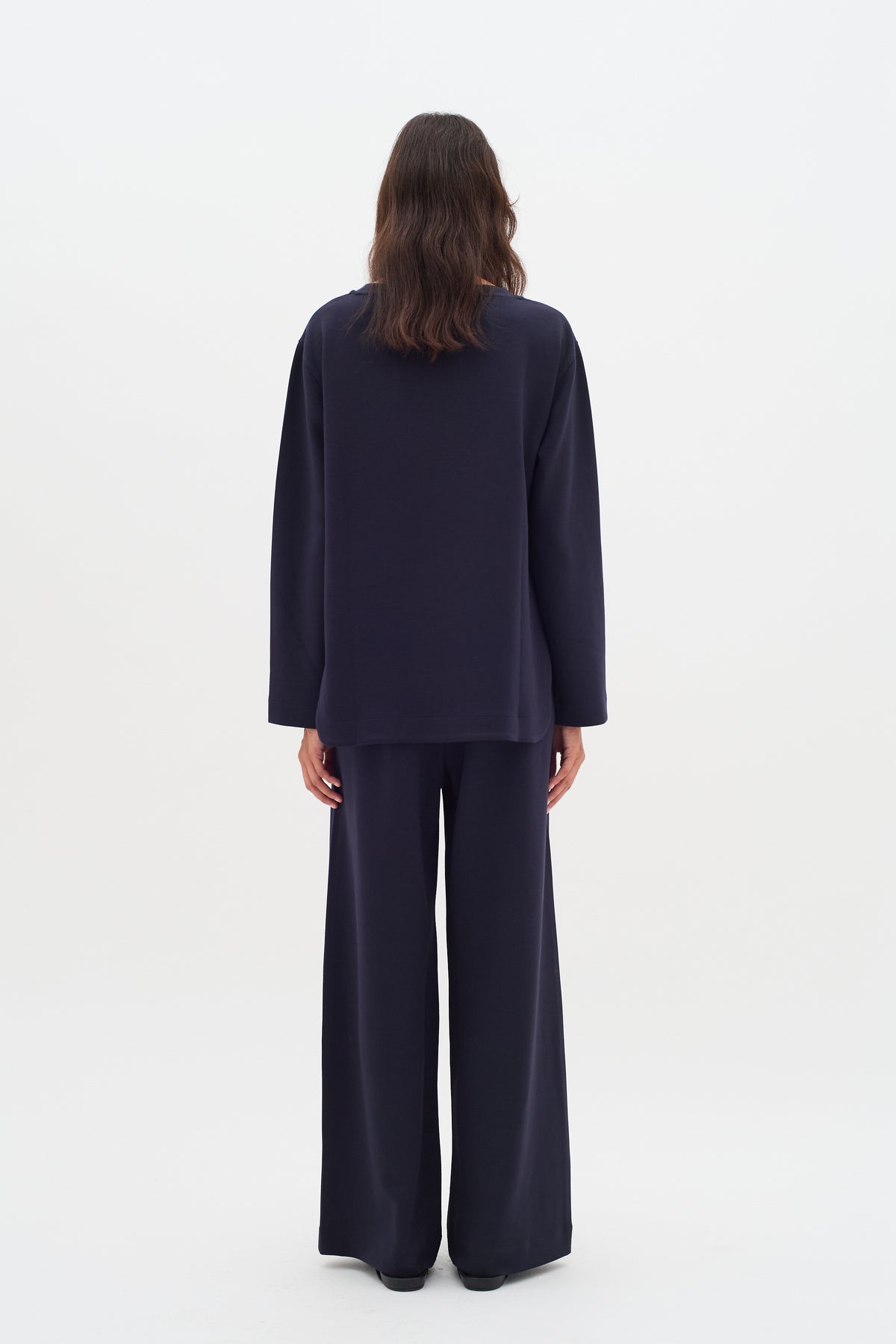 BACK IN STOCK - InWear Gincent Marine Blue Modal Supersoft Dipped Hem Sweatshirt