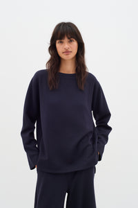 BACK IN STOCK - InWear Gincent Marine Blue Modal Supersoft Dipped Hem Sweatshirt
