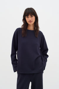 BACK IN STOCK - InWear Gincent Marine Blue Modal Supersoft Dipped Hem Sweatshirt