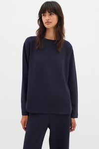 BACK IN STOCK - InWear Gincent Marine Blue Modal Supersoft Dipped Hem Sweatshirt