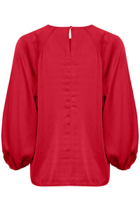 InWear Lito True Red Draped Neck Blouse, 30108828
