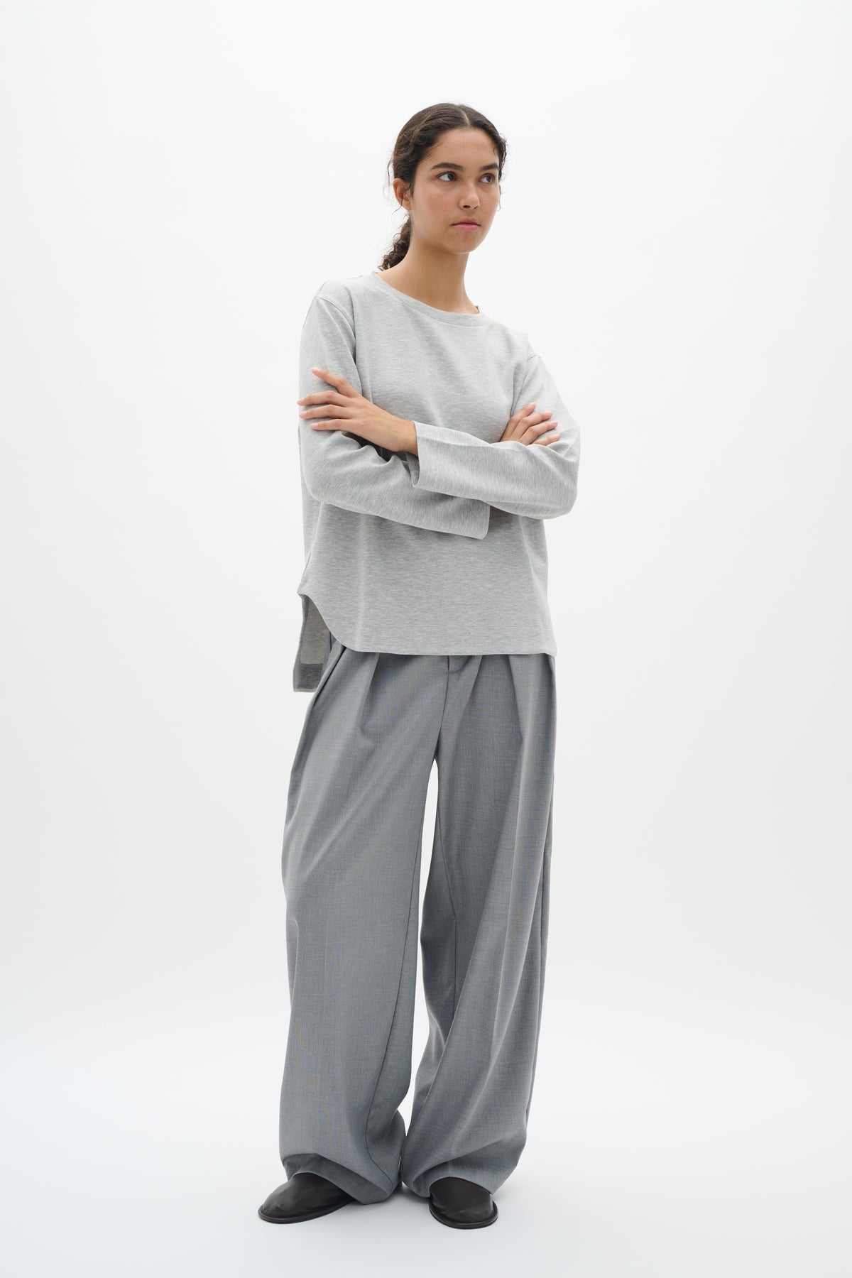 BACK IN STOCK - InWear Gincent Granite Melange Modal Supersoft Dipped Hem Sweatshirt
