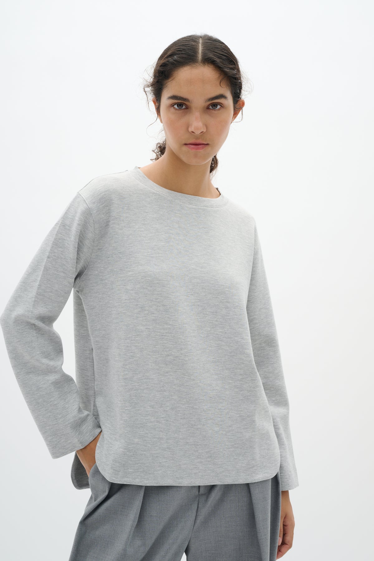 BACK IN STOCK - InWear Gincent Granite Melange Modal Supersoft Dipped Hem Sweatshirt