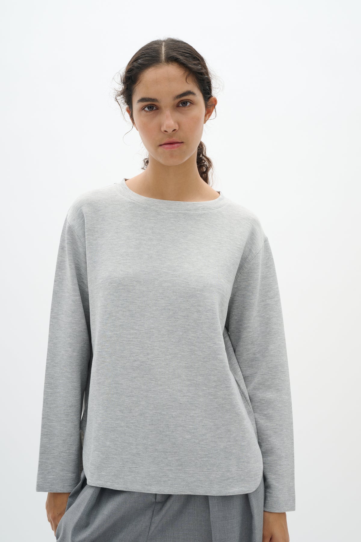 BACK IN STOCK - InWear Gincent Granite Melange Modal Supersoft Dipped Hem Sweatshirt