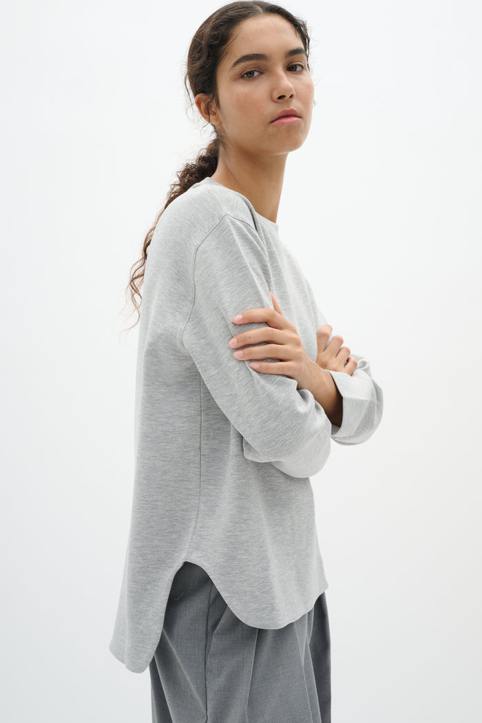 BACK IN STOCK - InWear Gincent Granite Melange Modal Supersoft Dipped Hem Sweatshirt