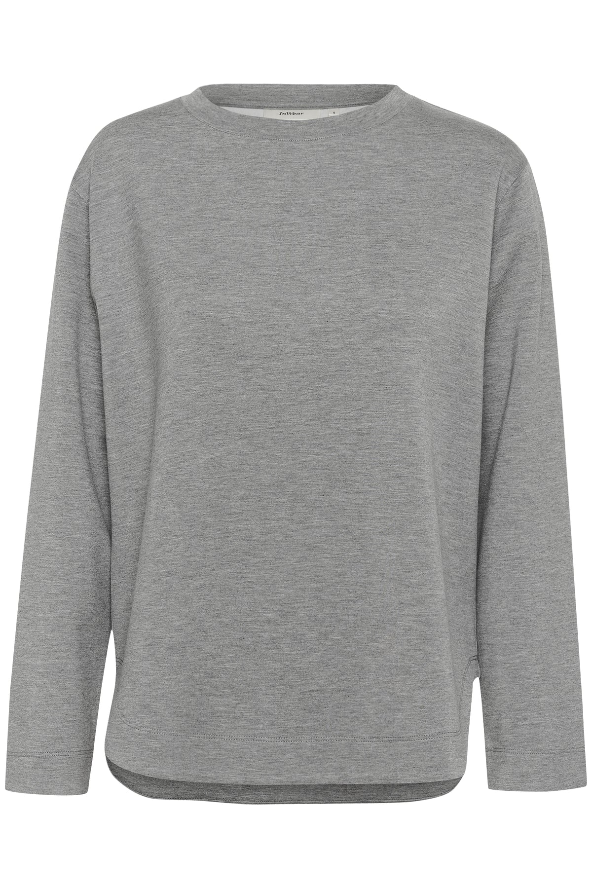 InWear Gincent Medium Grey Melange Modal Supersoft Dipped Hem Sweatshirt, 30109922