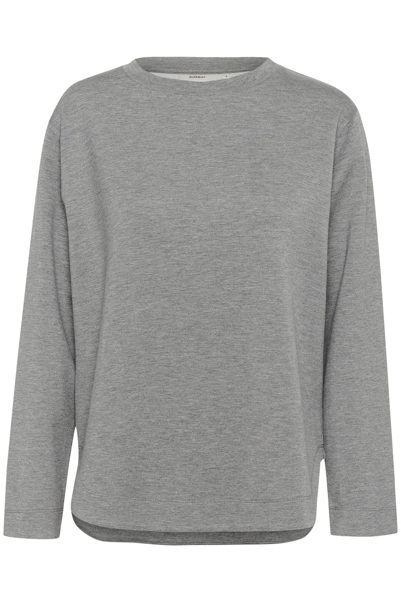 InWear Gincent Medium Grey Melange Modal Supersoft Dipped Hem Sweatshirt, 30109922