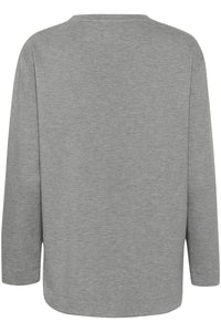 InWear Gincent Medium Grey Melange Modal Supersoft Dipped Hem Sweatshirt, 30109922