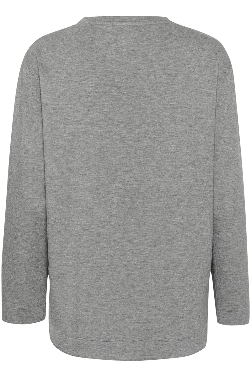 InWear Gincent Medium Grey Melange Modal Supersoft Dipped Hem Sweatshirt, 30109922