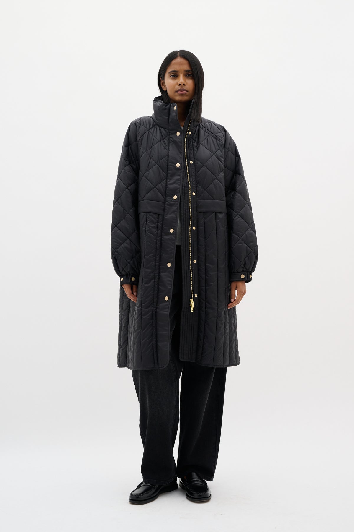 InWear Karmel Ultimate Quilted Black Longline Coat, 30110660