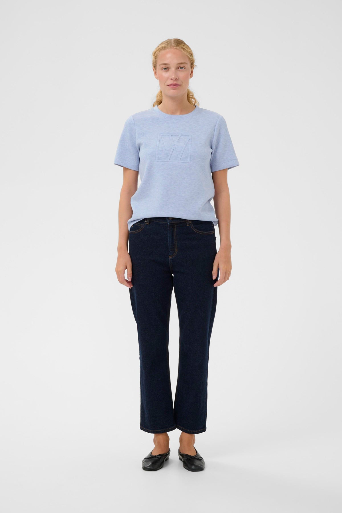 BACK IN STOCK - InWear Vincent Endless Sky Melange Embossed Logo T-Shirt