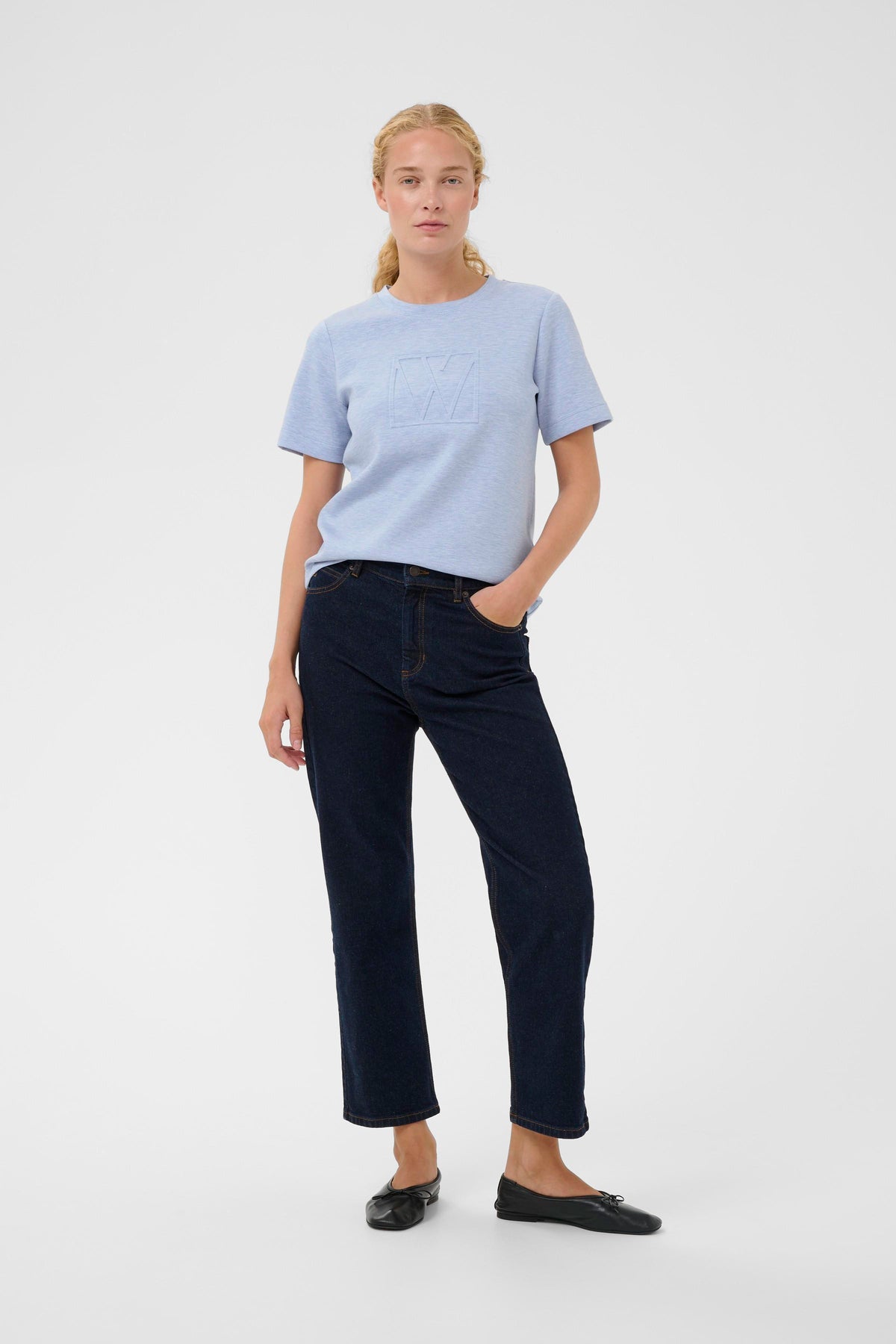 BACK IN STOCK - InWear Vincent Endless Sky Melange Embossed Logo T-Shirt