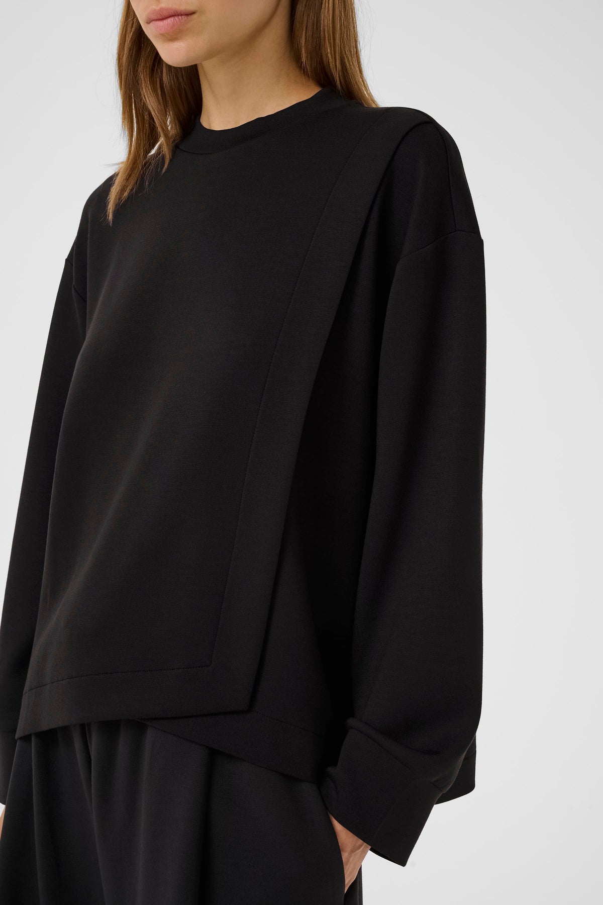 InWear Gida Vincent Black Layered Modal Sweatshirt, 30110946