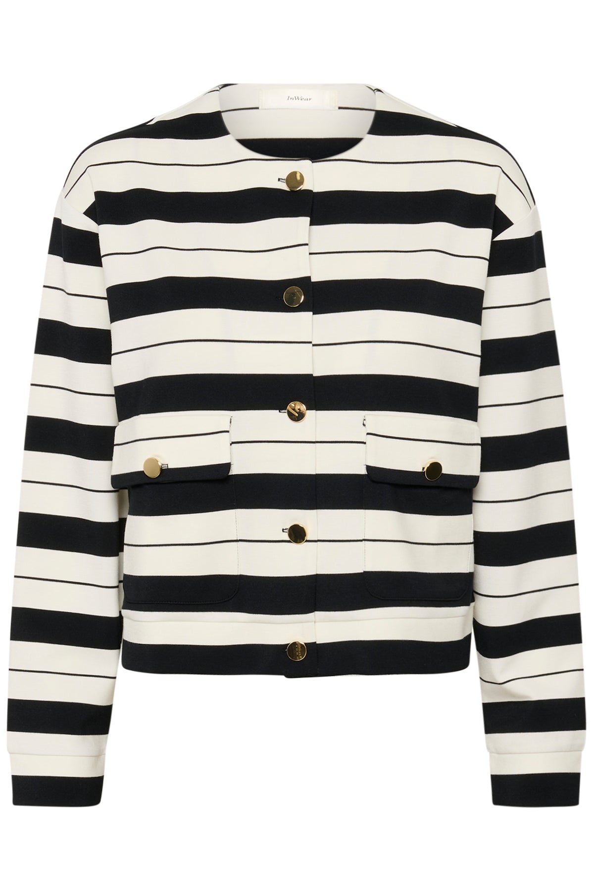 InWear Gida Vincent Whisper White/Black Stripe Modal Cardigan Jacket, 30110948