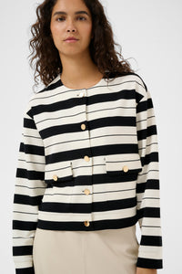 InWear Gida Vincent Whisper White/Black Stripe Modal Cardigan Jacket, 30110948