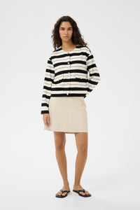 InWear Gida Vincent Whisper White/Black Stripe Modal Cardigan Jacket, 30110948