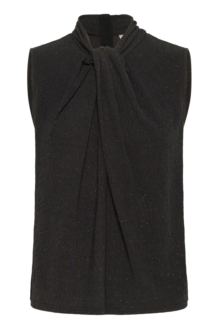InWear Krith Koto Black Lurex Metallic Knot Neck Top