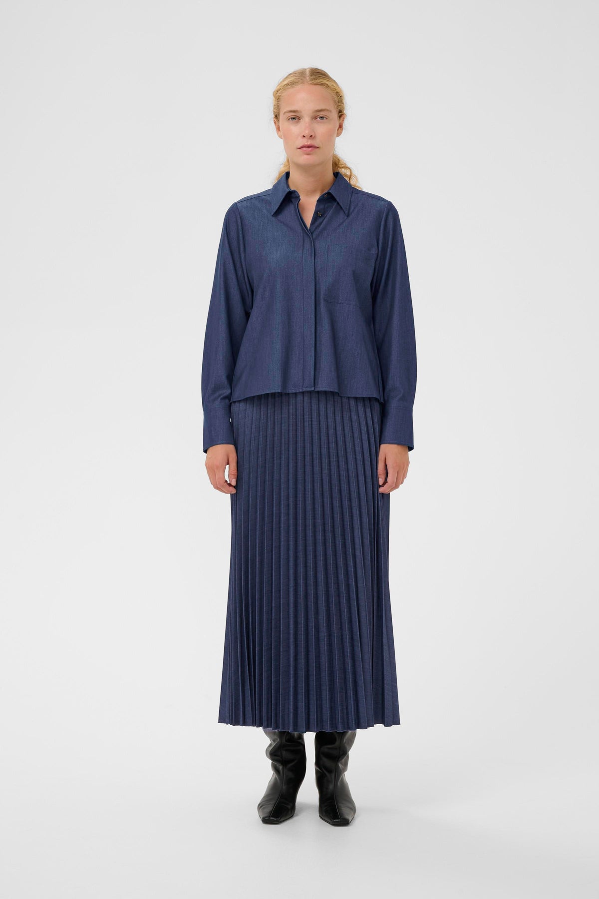 InWear Edition Cherrie Denim Pleated Back Shirt, 30112202