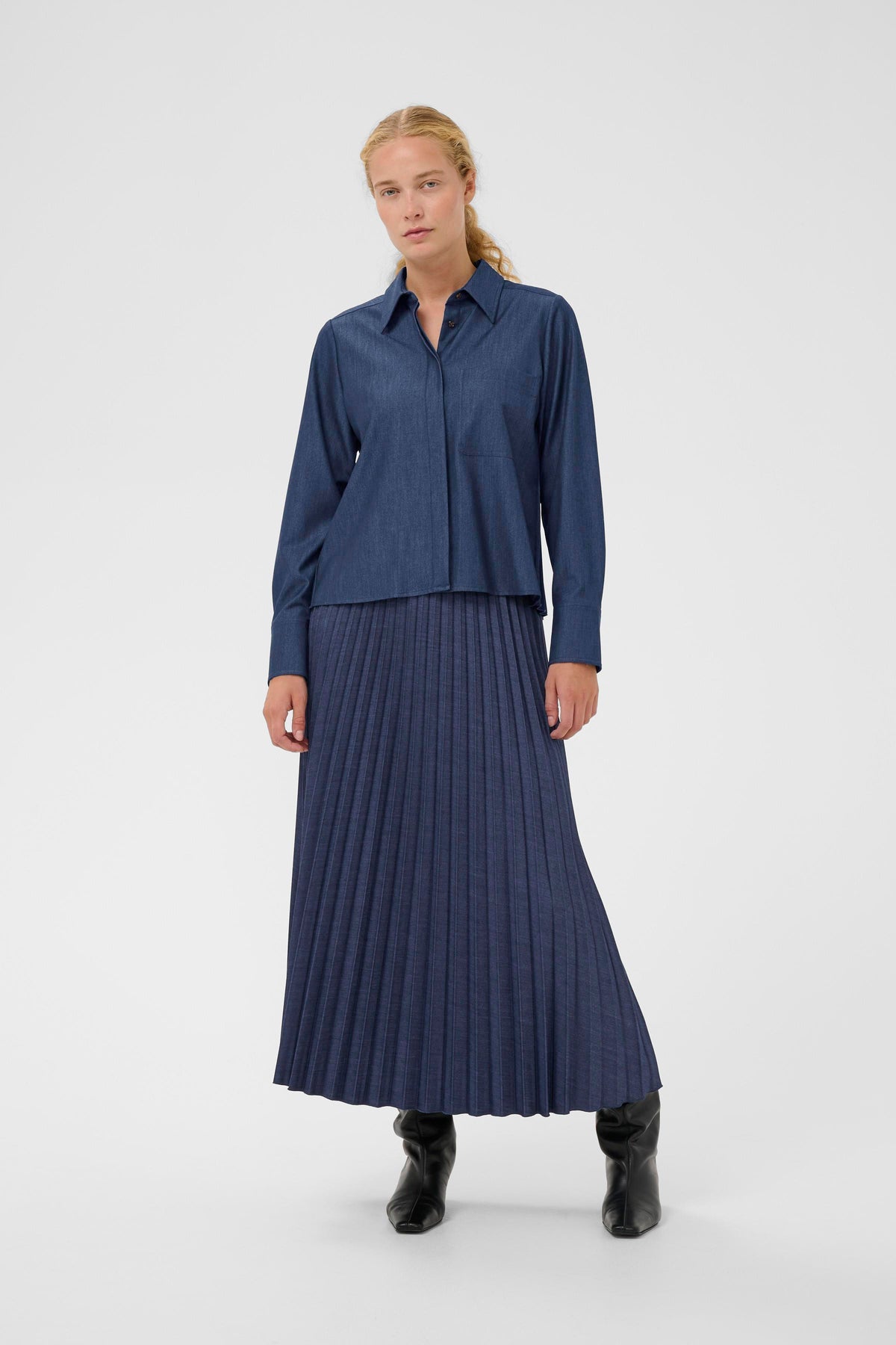 InWear Edition Cherrie Denim Pleated Back Shirt, 30112202