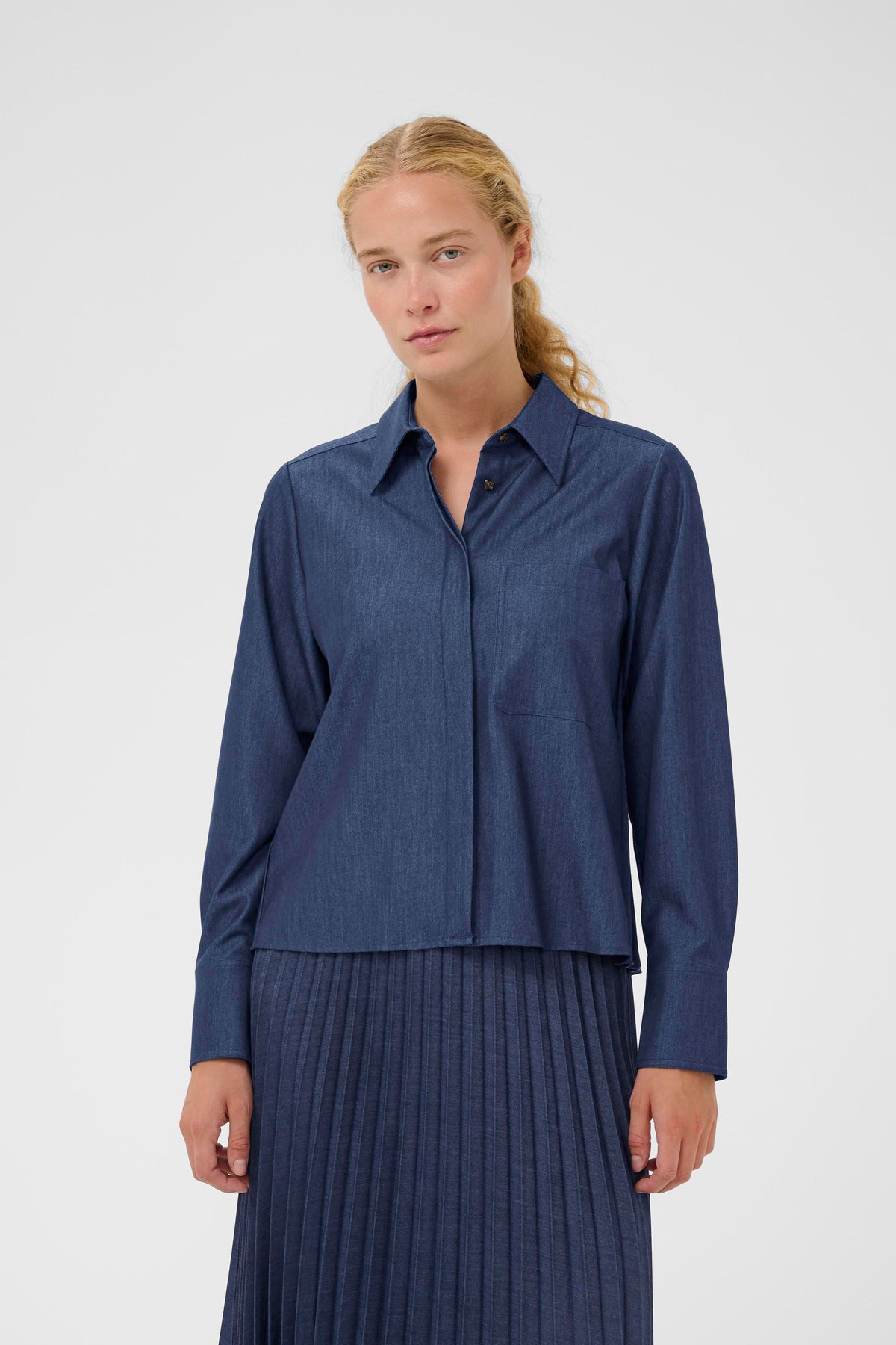 InWear Edition Cherrie Denim Pleated Back Shirt, 30112202