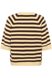 InWear MadieIW Coffee Bean/Chamomile Stripe Knitted T-Shirt Pullover, 30112398