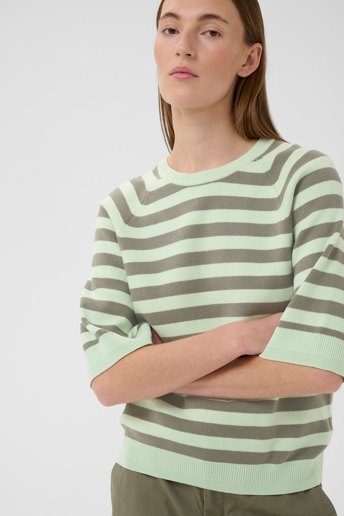 InWear MadieIW Mulled Basil Stripe Knitted T-Shirt Pullover, 30112398