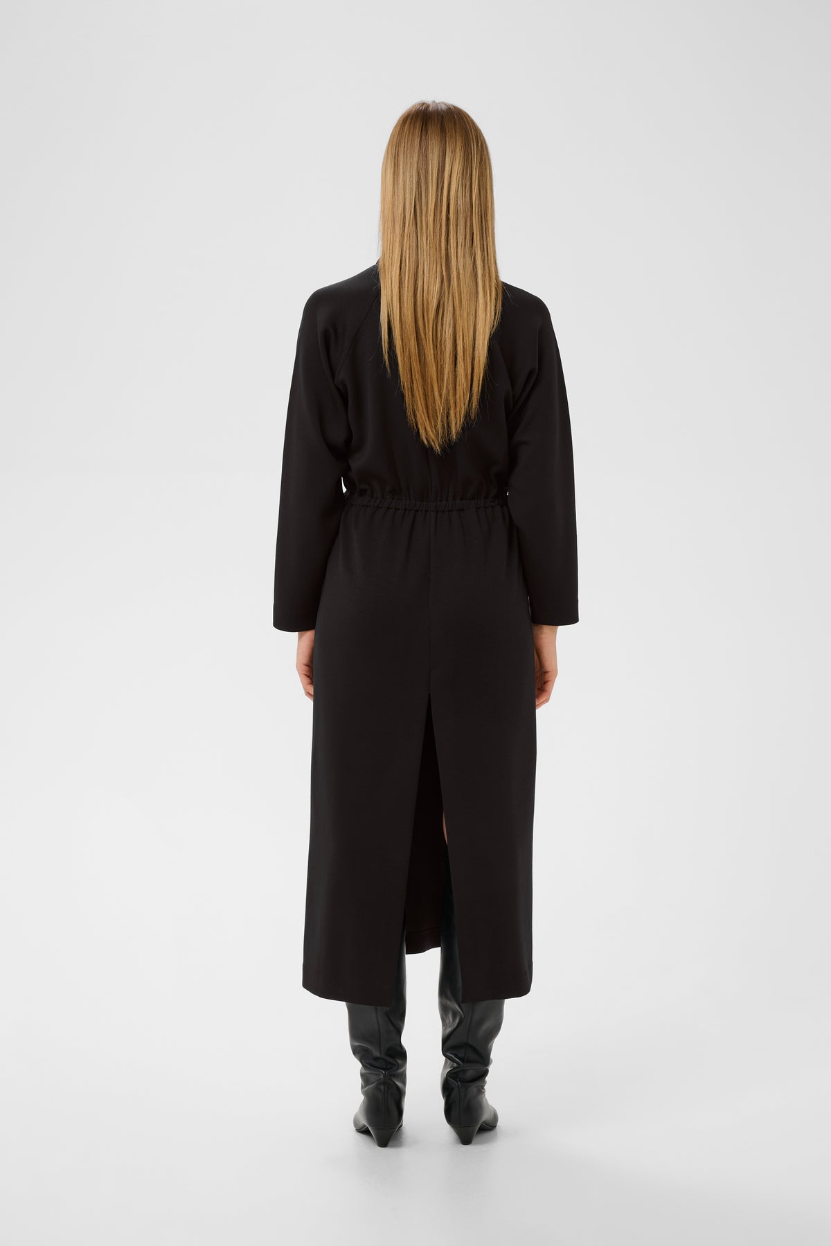 InWear Simi Vincent Black Modal Zip Midi Length Dress, 30112435