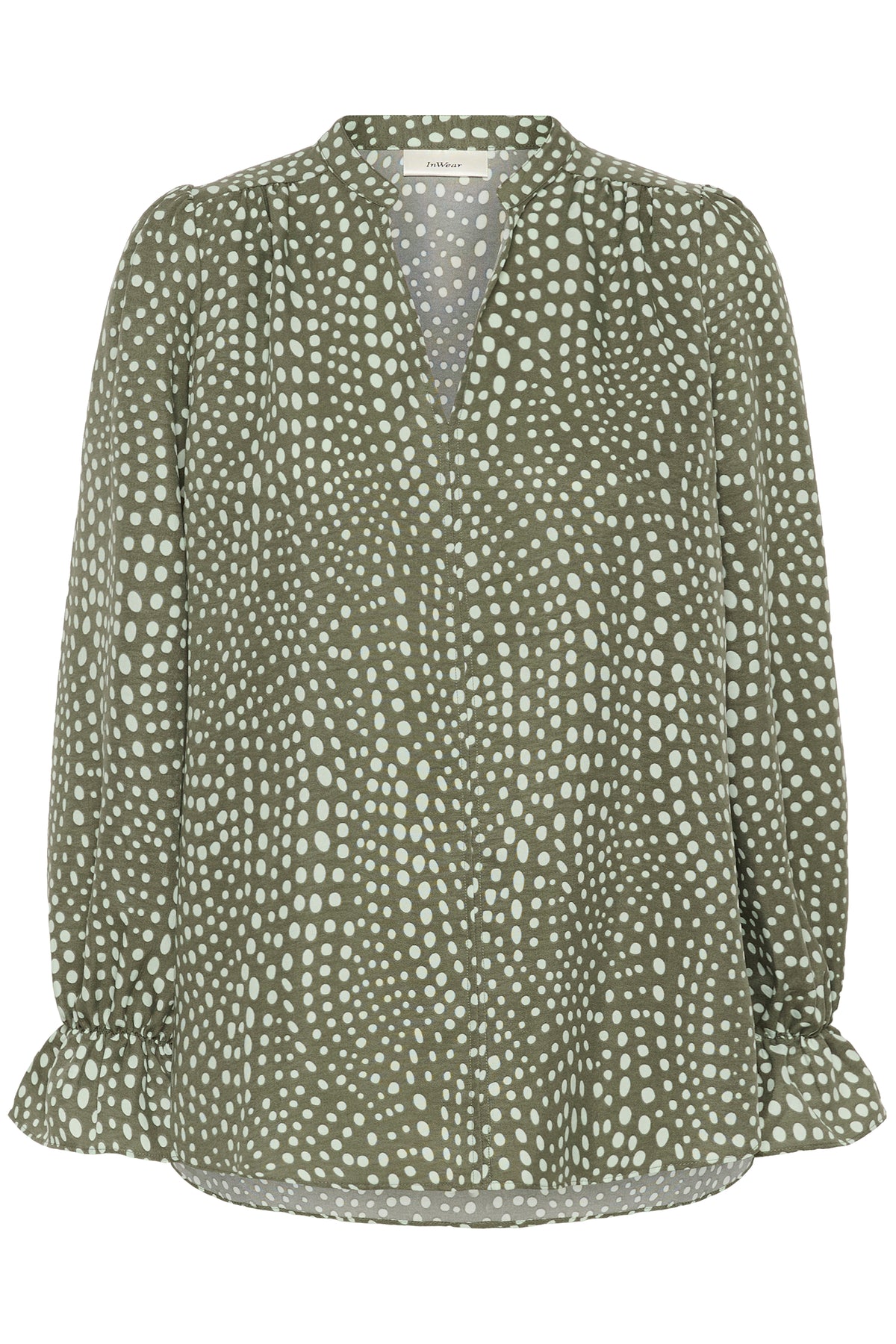 InWear LibertyIW Mulled Basil Polka Dot V-Neck Blouse, 30112584