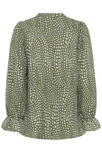 InWear LibertyIW Mulled Basil Polka Dot V-Neck Blouse, 30112584