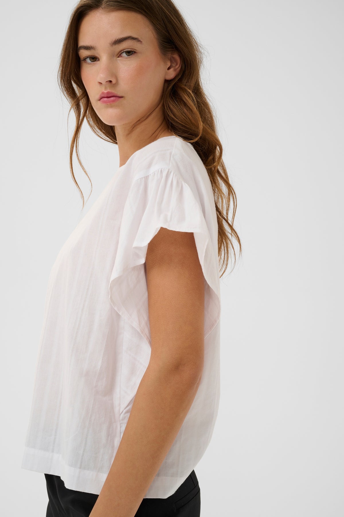 InWear Roseville Pure White Flutter Sleeve Classic Blouse