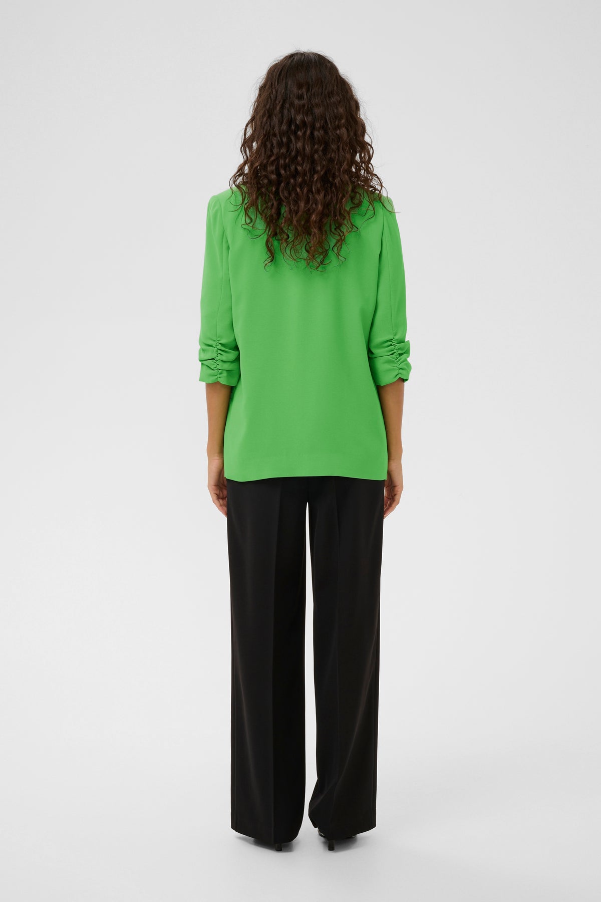 Soaked in Luxury Shirley Vibrant Green Ruched Sleeve Blazer, 30403608