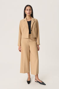 Soaked in Luxury Corinne Travertine Beige Wide Cropped Culotte Trouser