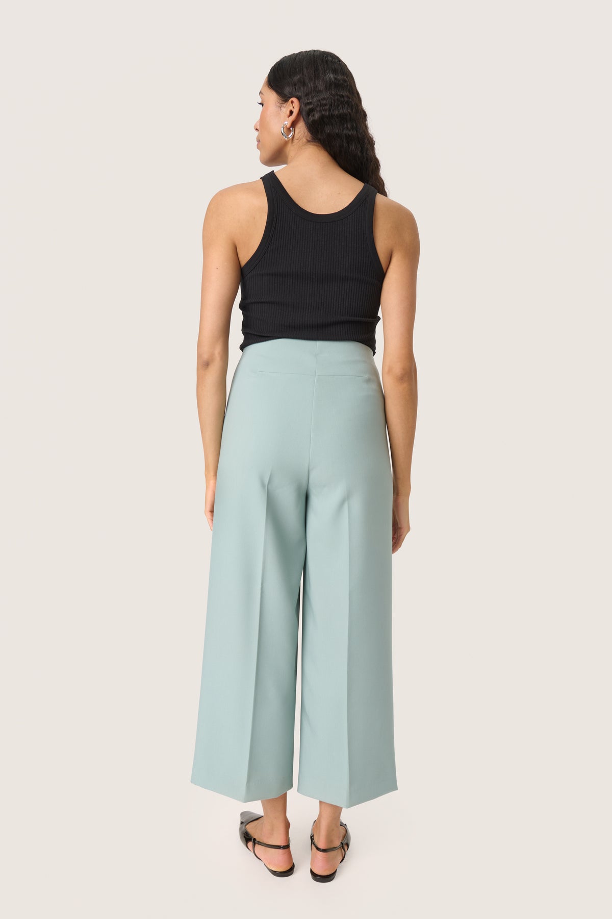 Soaked in Luxury Corinne Silver Blue Wide Cropped Culotte Trouser