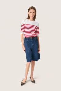 Soaked in Luxury Spina Goji Berry/White Striped Knitted T-Shirt