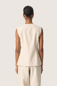 Soaked Linnena Beige Linen Fitted Waistcoat, 30408109