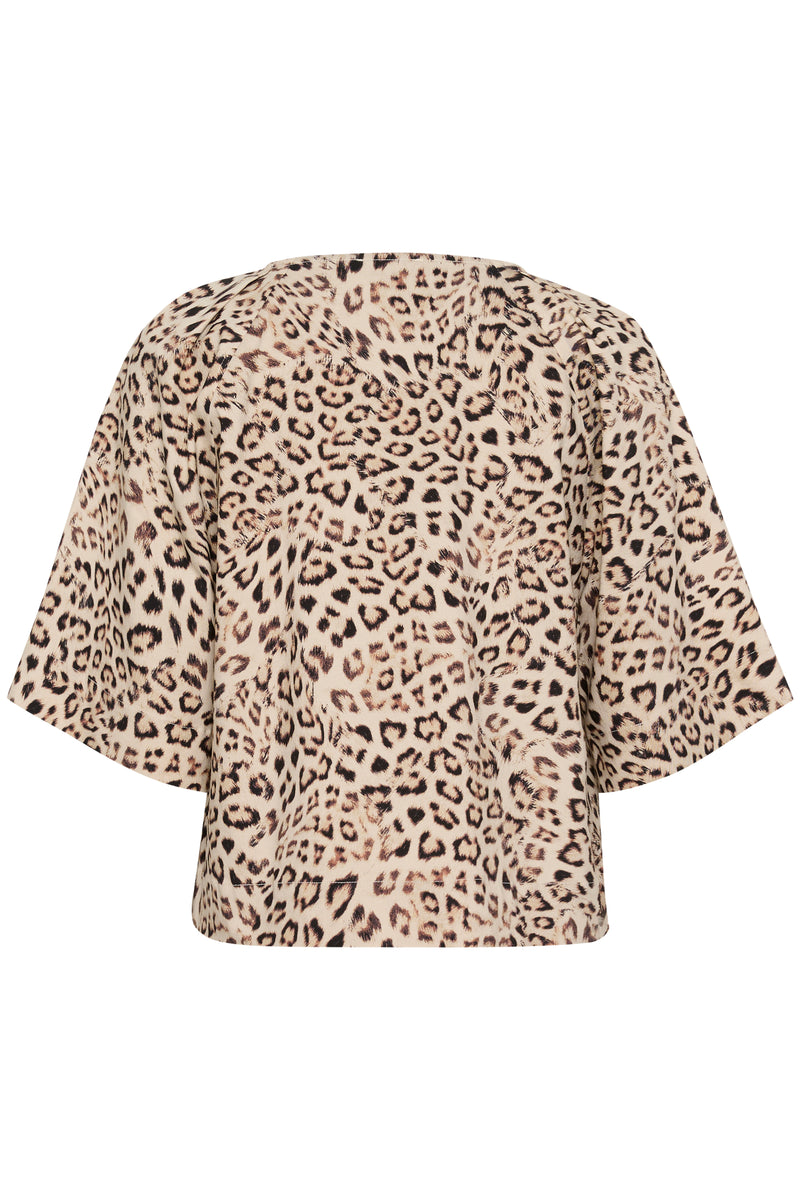 Soaked in Luxury Jalina Leopard Print V-Neck Cropped Blouse, 30408438