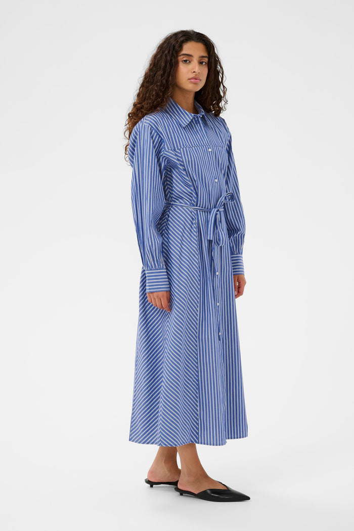 Soaked in Luxury SLCalken Blue Stripe Midi Shirt Dress, 30408913